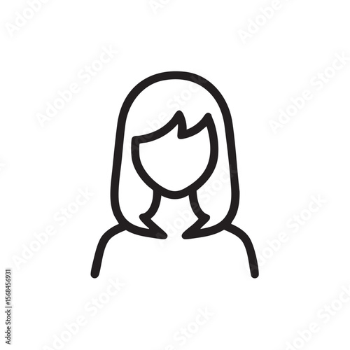 Simple line drawing of a woman with medium length hair