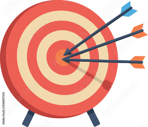 Target with three arrows hitting bullseye icon accurate aim concept vector illustration 