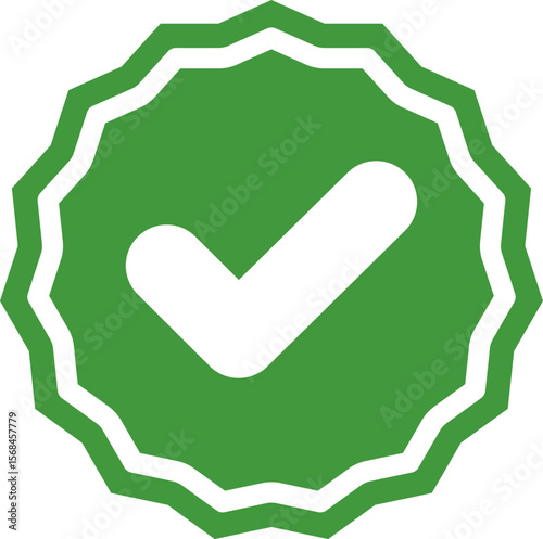 Green Check mark tick verification icon symbol vector. Certified checkmark badge.