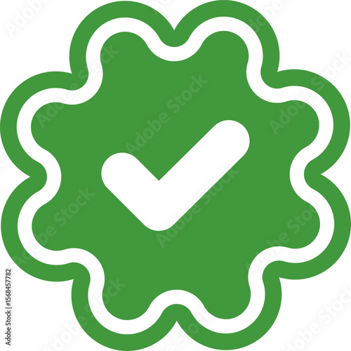 Green Check mark tick verification icon symbol vector. Certified checkmark badge.