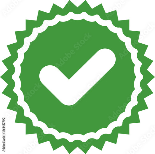 Green Check mark tick verification icon symbol vector. Certified checkmark badge.