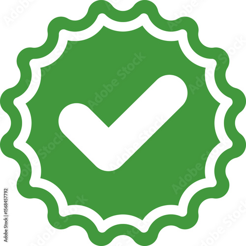 Green Check mark tick verification icon symbol vector. Certified checkmark badge.