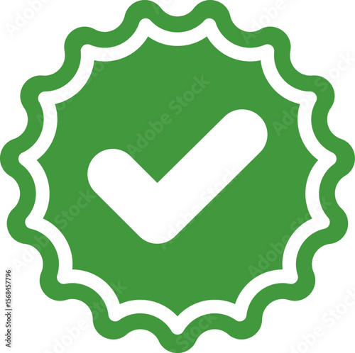 Green Check mark tick verification icon symbol vector. Certified checkmark badge.