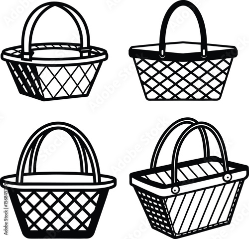 Picnic Basket vector  Set