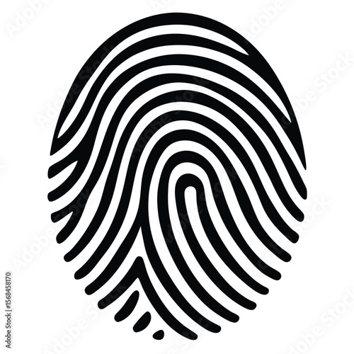 Black fingerprint pattern on white background biometric identity