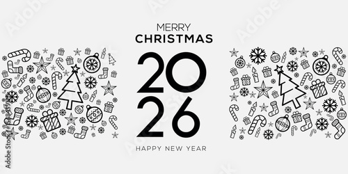 2026 Happy New Year Celebration Design, Vector Illustration.
