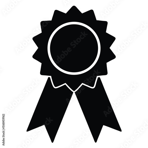 Black rosette ribbon award symbol vector