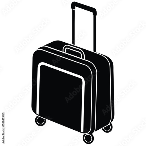 Black rolling suitcase with telescopic handle and wheels luggage travel