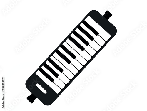 Melodica Musical Instrument Vector Illustration with Black and White Keys 
