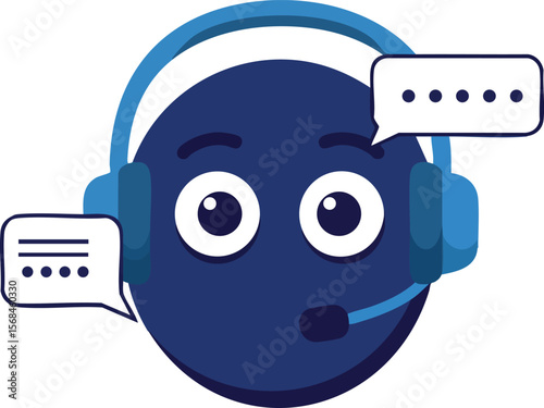 Customer service chatbot assistant with headset and speech bubbles vector illustration 
