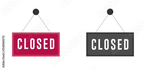 Closed Sign Vector Icon - Flat Design Business & Store Closed Symbol

