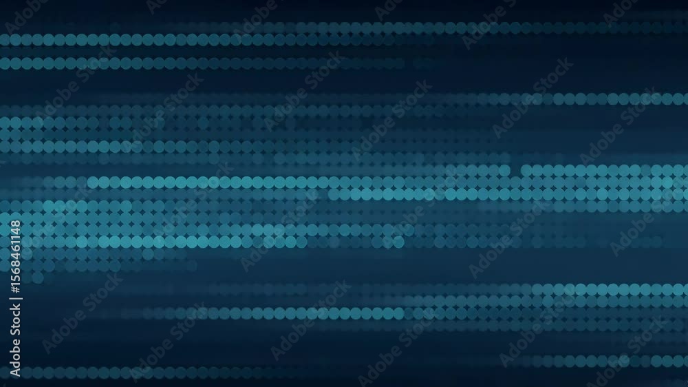 An abstract digital background with glowing blue dots forming horizontal lines, representing
