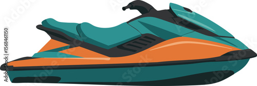 Jet ski vehicle water sports recreation outdoor activity personal watercraft design illustration vector