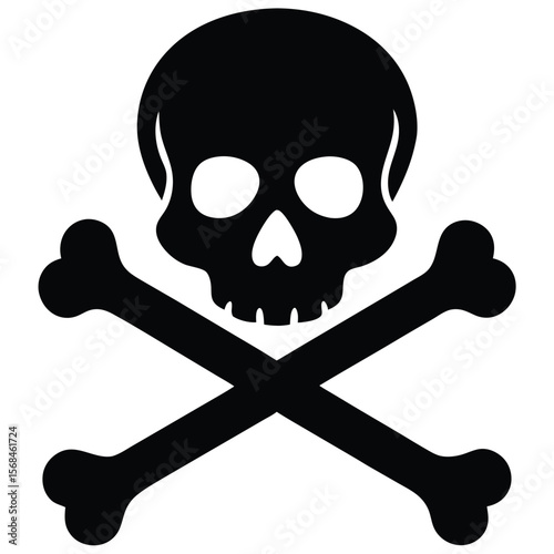 Black skull and crossbones silhouette symbol