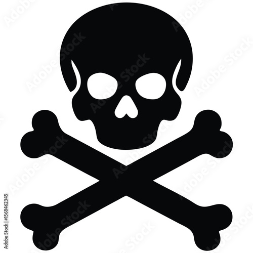 Black skull and crossbones silhouette white