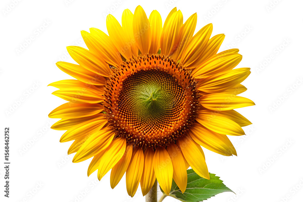 Fototapeta premium Bright Sunflower Close Up on Transparent Background