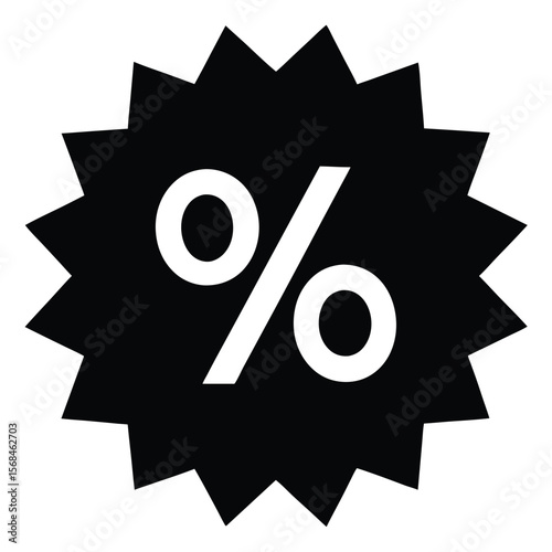 Black starburst with white percentage symbol discount sale