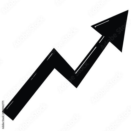 Black zigzag arrow pointing upwards graphic