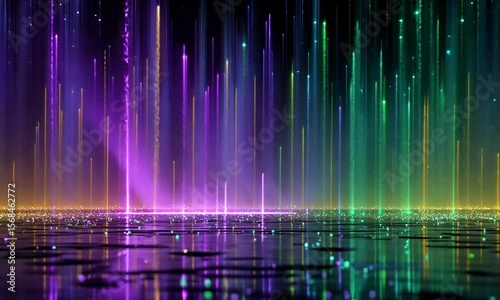 Abstract light display reflecting on water