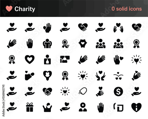 Minimalist Black and White Charity & Donation Icon Set