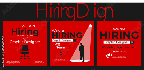 We are hiring job vacancy social media post banner design template. We are hiring job vacancy square web banner design.
