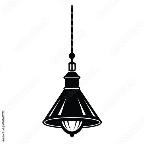 Vintage black pendant light fixture with chain hanging industrial