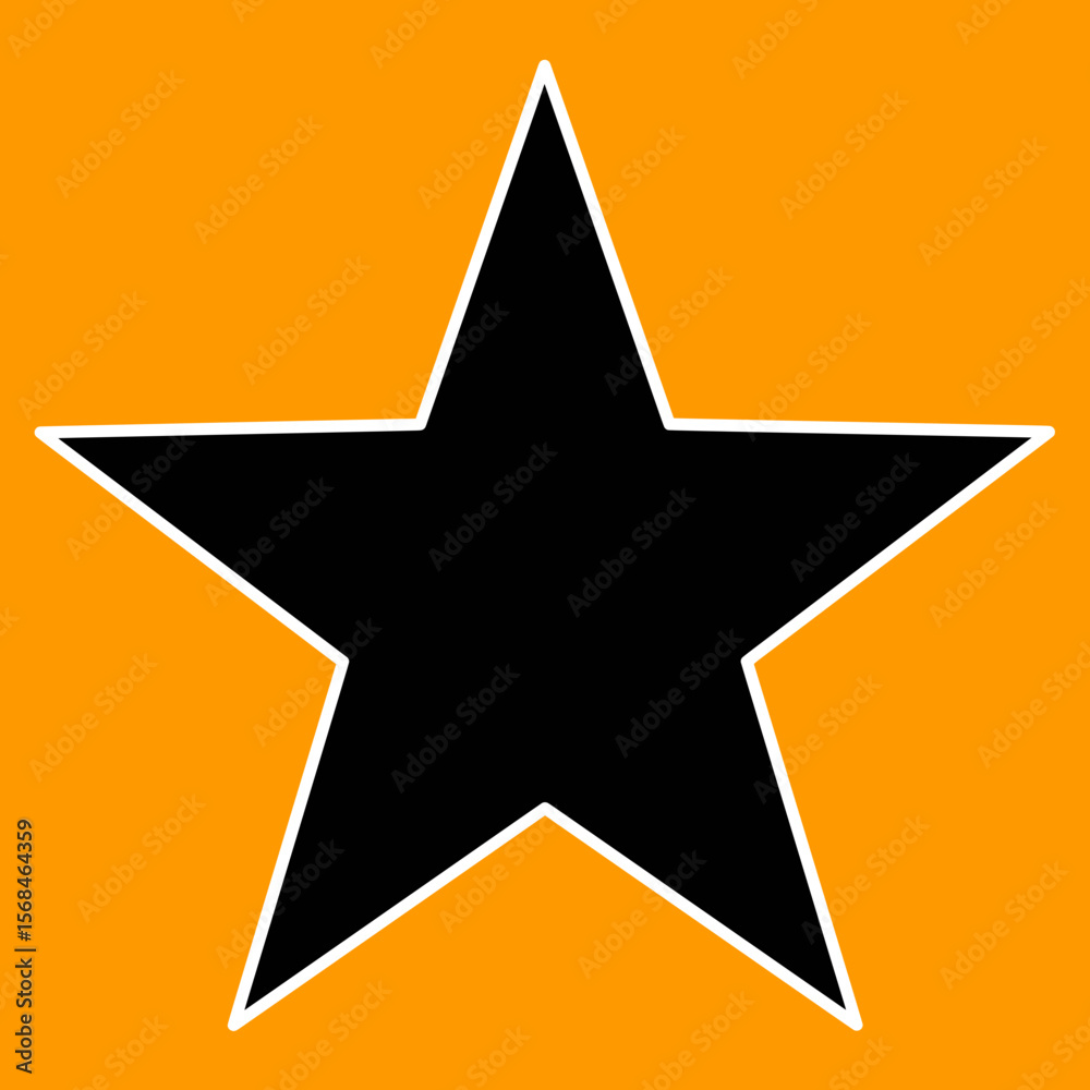 Obraz premium Black star white outline golden orange background icon 
