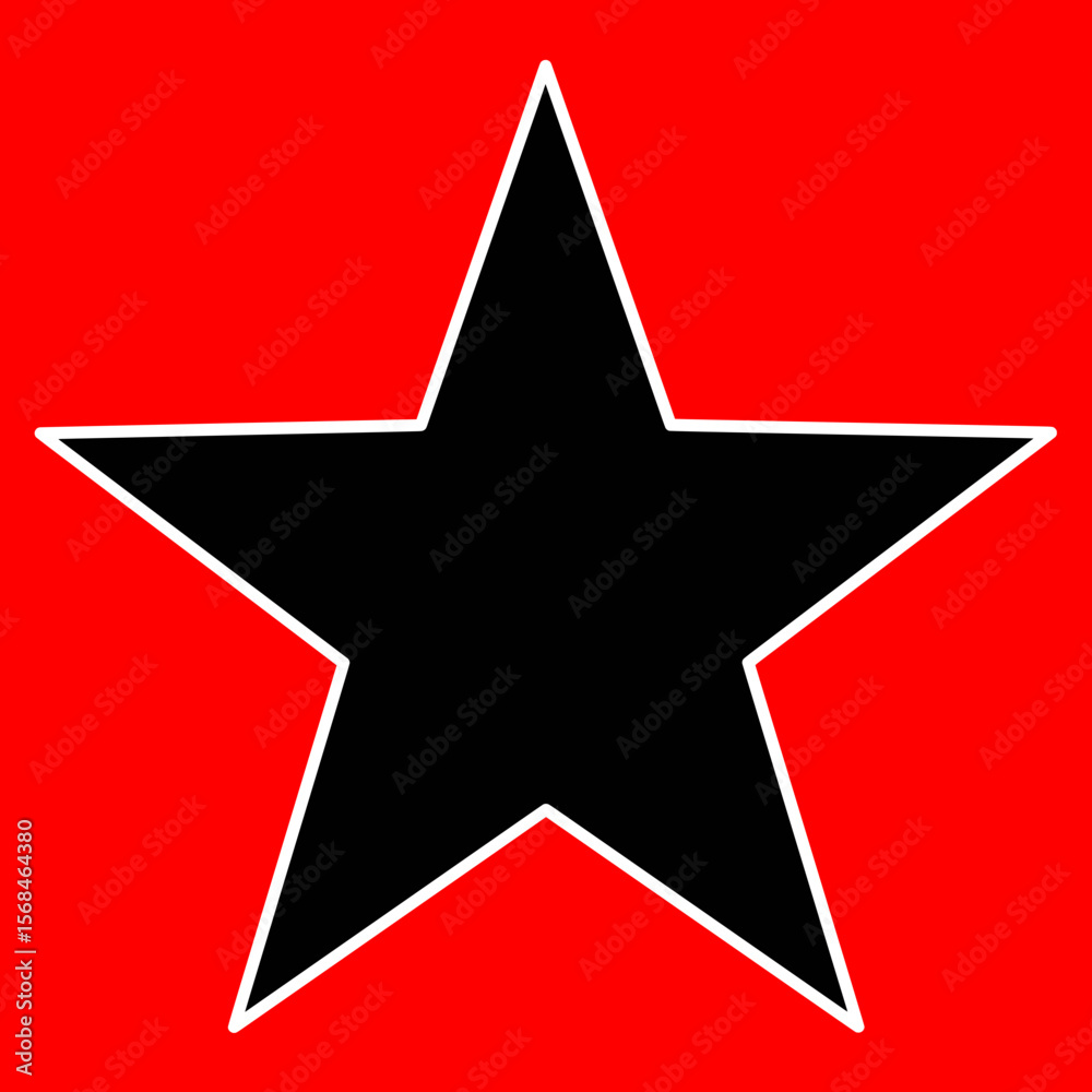 Fototapeta premium Black star white outline red background icon