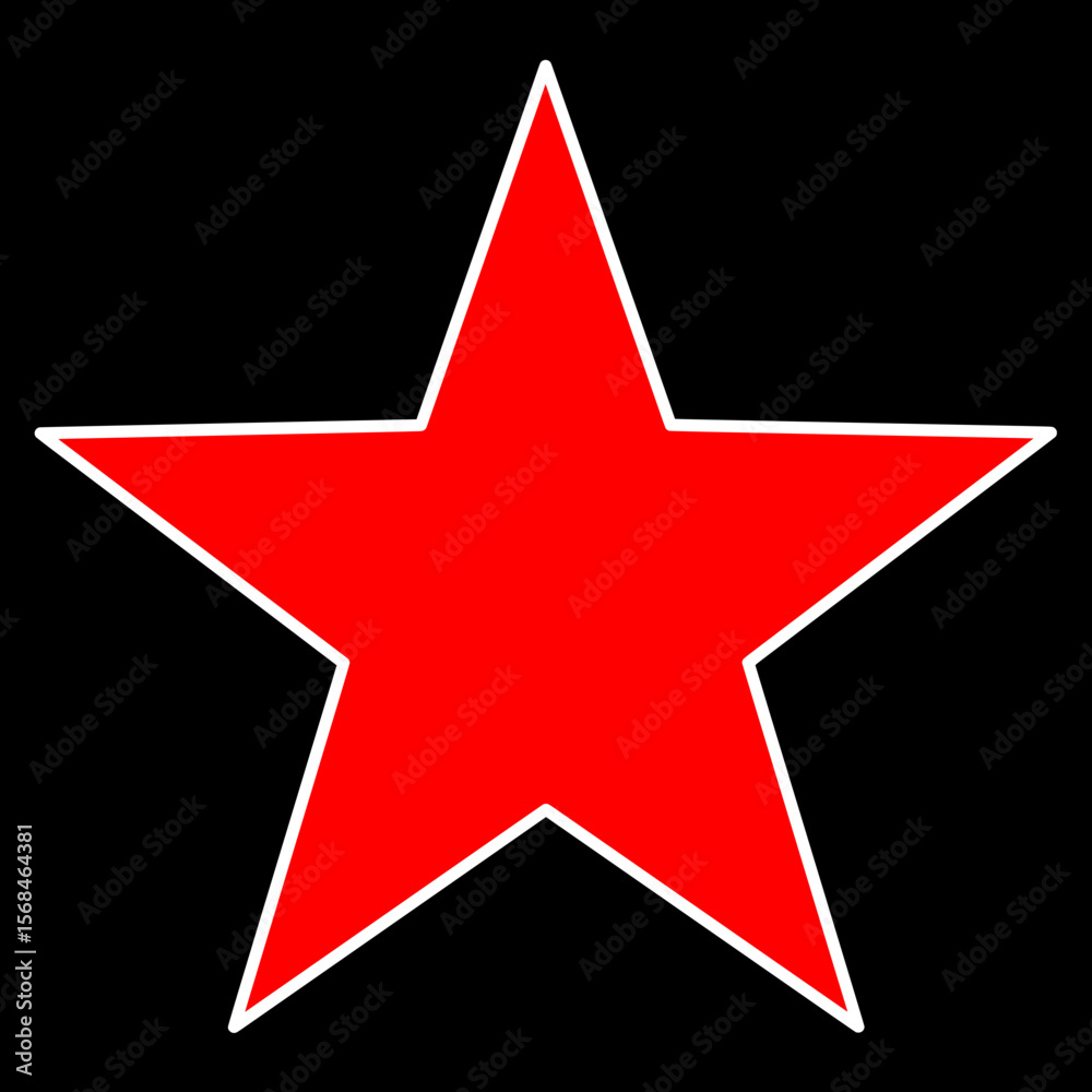 Fototapeta premium red star white outline black background icon