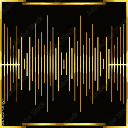 Golden soundwave rhythm in seamless vector pattern design  