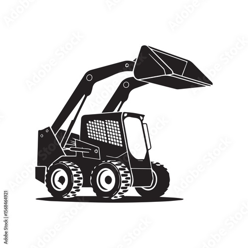 Construction Loader Machine Vector – Heavy Equipment Illustration for Industrial Projects