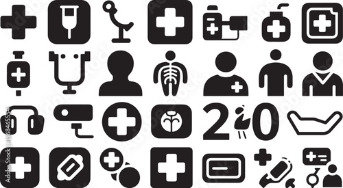 Medical symbols and healthcare icons collection hospital clinic