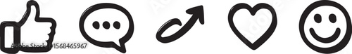 Thumbs up chat bubble arrow heart smiley face icons like conversation
