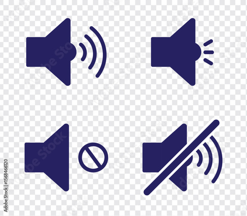 Set of speaker icon collection. volume icon vector. loudspeaker symbol. Mute and unmute volume sound flat vector icons for video apps and websites