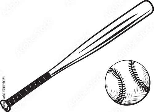 Baseball bat and ball vector illustration sports equipment clip art png