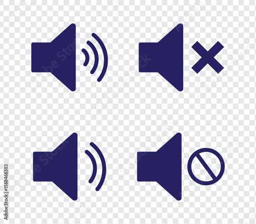 Set of no sound, No speaker icon. Sound Icons. speaker mute icon sign. Volume Off symbol. Silent mode icons