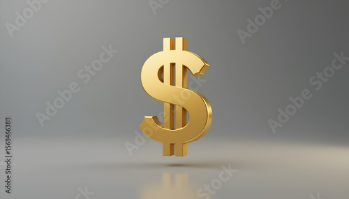 A gleaming gold dollar symbol stands prominently against a subtle gray backdrop, representing wealth, finance, and economic prosperity.