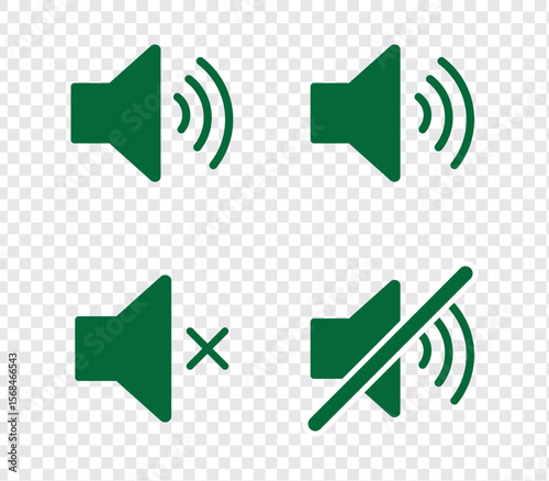 Sound off and on icon, an icon that increases and reduces the sound. Icon showing the mute. A set of sound icons with different Sound signal levels in a flat style. EPS 10