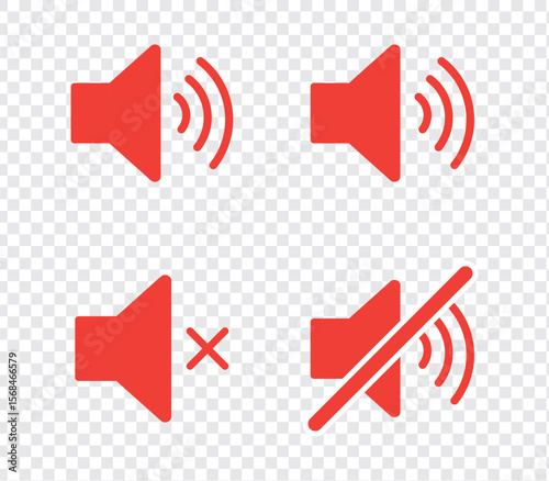 Sound off and on icon, an icon that increases and reduces the sound. Icon showing the mute. A set of sound icons with different Sound signal levels in a flat style. EPS 10