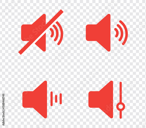 Sound off and on icon, an icon that increases and reduces the sound. Icon showing the mute. A set of sound icons with different Sound signal levels in a flat style. EPS 10