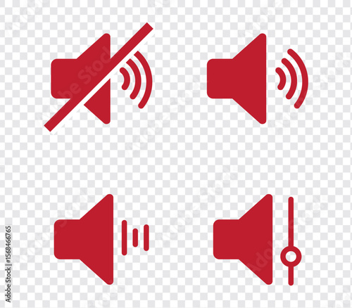Sound off and on icon, an icon that increases and reduces the sound. Icon showing the mute. A set of sound icons with different Sound signal levels in a flat style. EPS 10