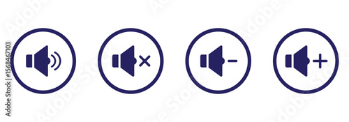 Speaker icon set. Mute and unmute volume signs vector eps10.