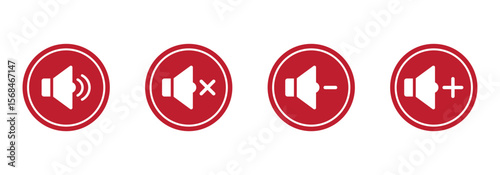 Speaker icon set. Mute and unmute volume signs vector eps10.