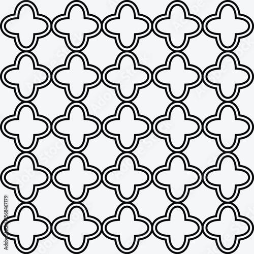 Monochrome Quatrefoil Clover – Stylized Floral Geometric Pattern