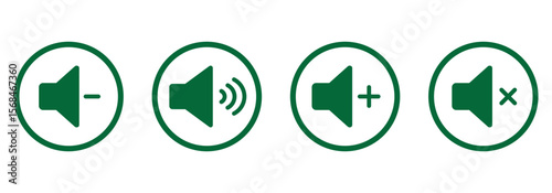 Sound off and sound on vector icons. Sound speaker icon in black outline. broadcasting