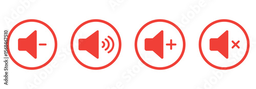 No speaker sound or keep silence red circle sign and green allowed vector icons. Mute and unmute volume sound button icons set. Volume allow and prohibit sign icon. Flat style. Vector illustration.