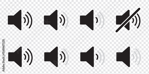 No speaker sound or keep silence red circle sign and green allowed vector icons. Mute and unmute volume sound button icons set. Volume allow and prohibit sign icon. Flat style. Vector illustration.