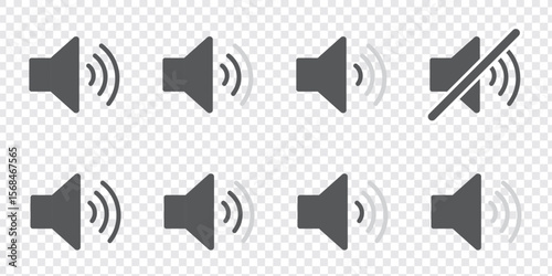 No speaker sound or keep silence red circle sign and green allowed vector icons. Mute and unmute volume sound button icons set. Volume allow and prohibit sign icon. Flat style. Vector illustration.