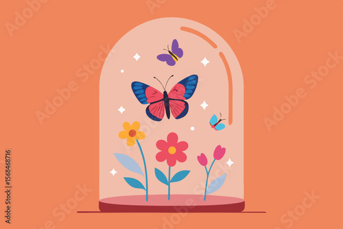 Pink floral Easter greeting card with eggs, a cute spring holiday design