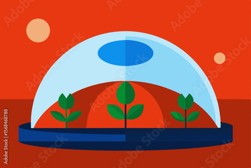 Tropical paradise island vector illustration with a boat on the summer sea and beach under a sunny sky